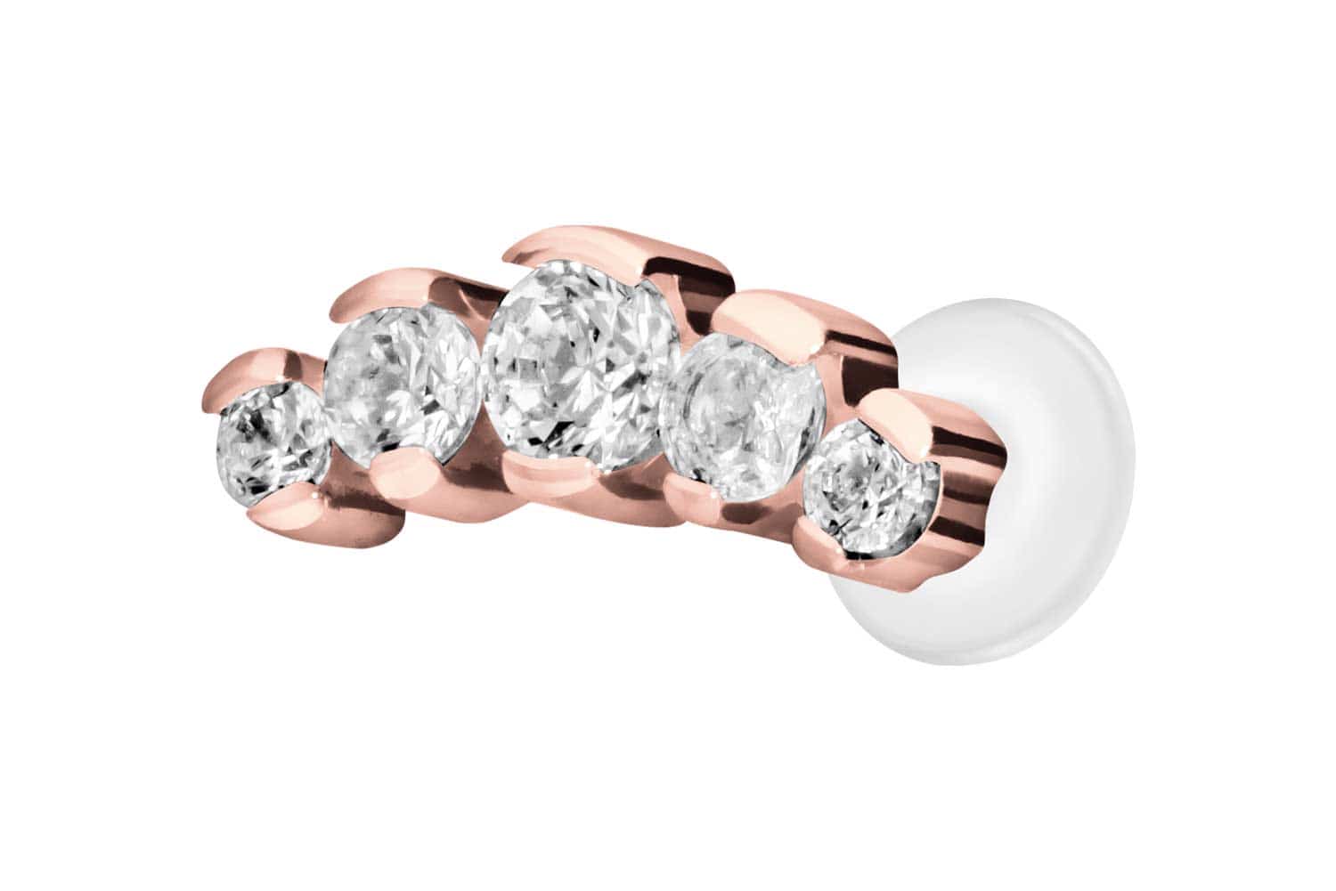 PTFE Labret Piercing mit Innengewinde + Titan-Aufsatz 5 EINGEFASSTE KRISTALLE